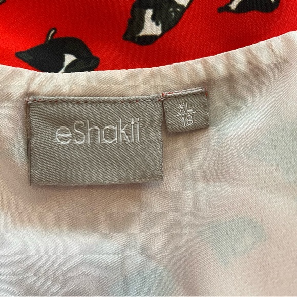 eShakti Red Midi Dress with Black Floral Pattern - Picture 9 of 14